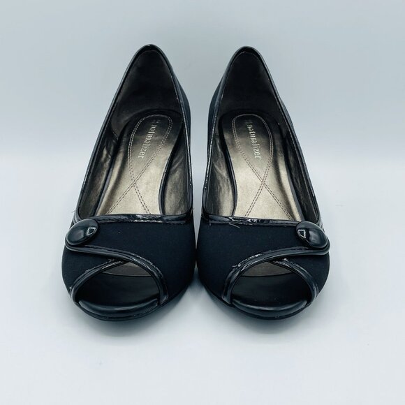 Naturalizer Shoes Womens 7.5 Black High Heels Open Toe Career Office Slipm On - Picture 4 of 11